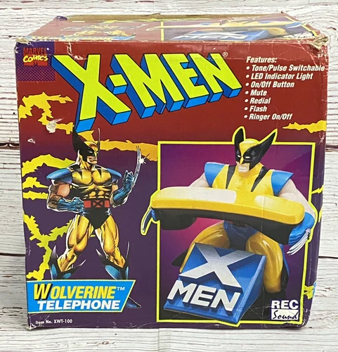 Vintage 1994 Marvel X-Men Wolverine Telephone 90s Rec Sound Open Box