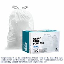 Plasticplace Custom Fit Trash Bags Compatible with simplehuman Code Q, 50 Count