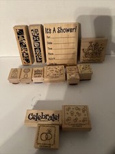 Lot Of Mixed Baby Shower Wedding Wooden Rubber Stamps / Stampin Up Scrapbook