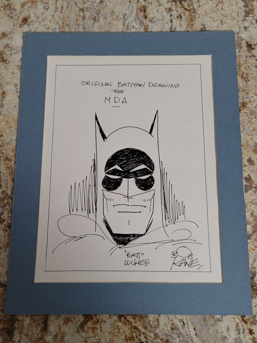 Bob Kane Signed Batman Sketch Matted and Framed 9