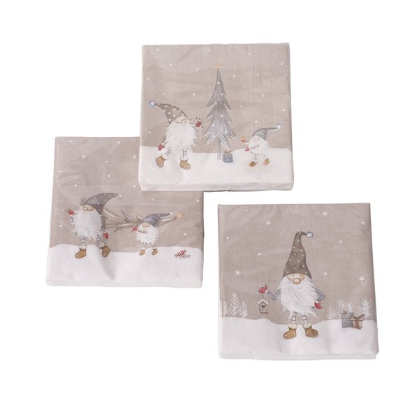 3 X 20 Servietten Weihnachten Weihnachtsservietten 'Wichtel Mikkel' - 33 X 33 Cm-image