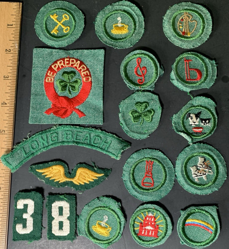 RARE Girl Scout patch Be Prepared patch wings etc EARLY VINTAGE patches Lot 17pc