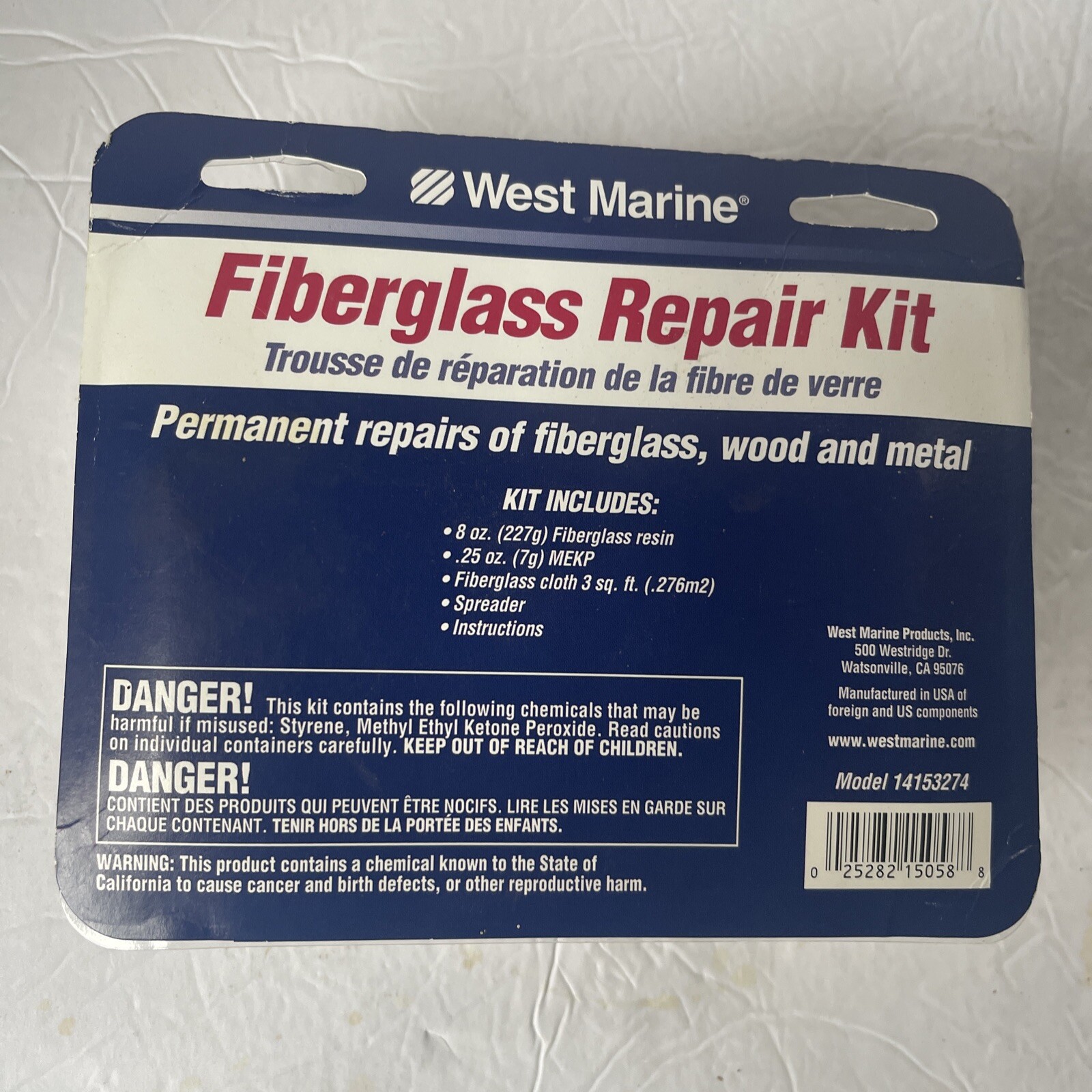 NEW West Marine Fiberglass Repair Kit Boats Wood & Metal 8oz Resin 3