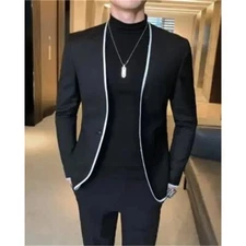 Men's Suits Slim Fit Casual Prom Party 2 Pcs Jacket Pants Set Luxury Clothing