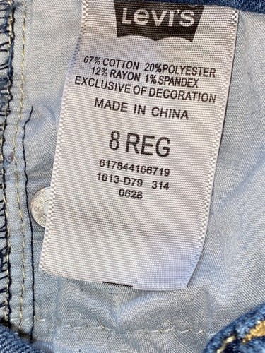 Levis Skinny Jeans Girls Youth Size 8 Regular Blue Adjustable Waist (20) - Picture 4 of 10