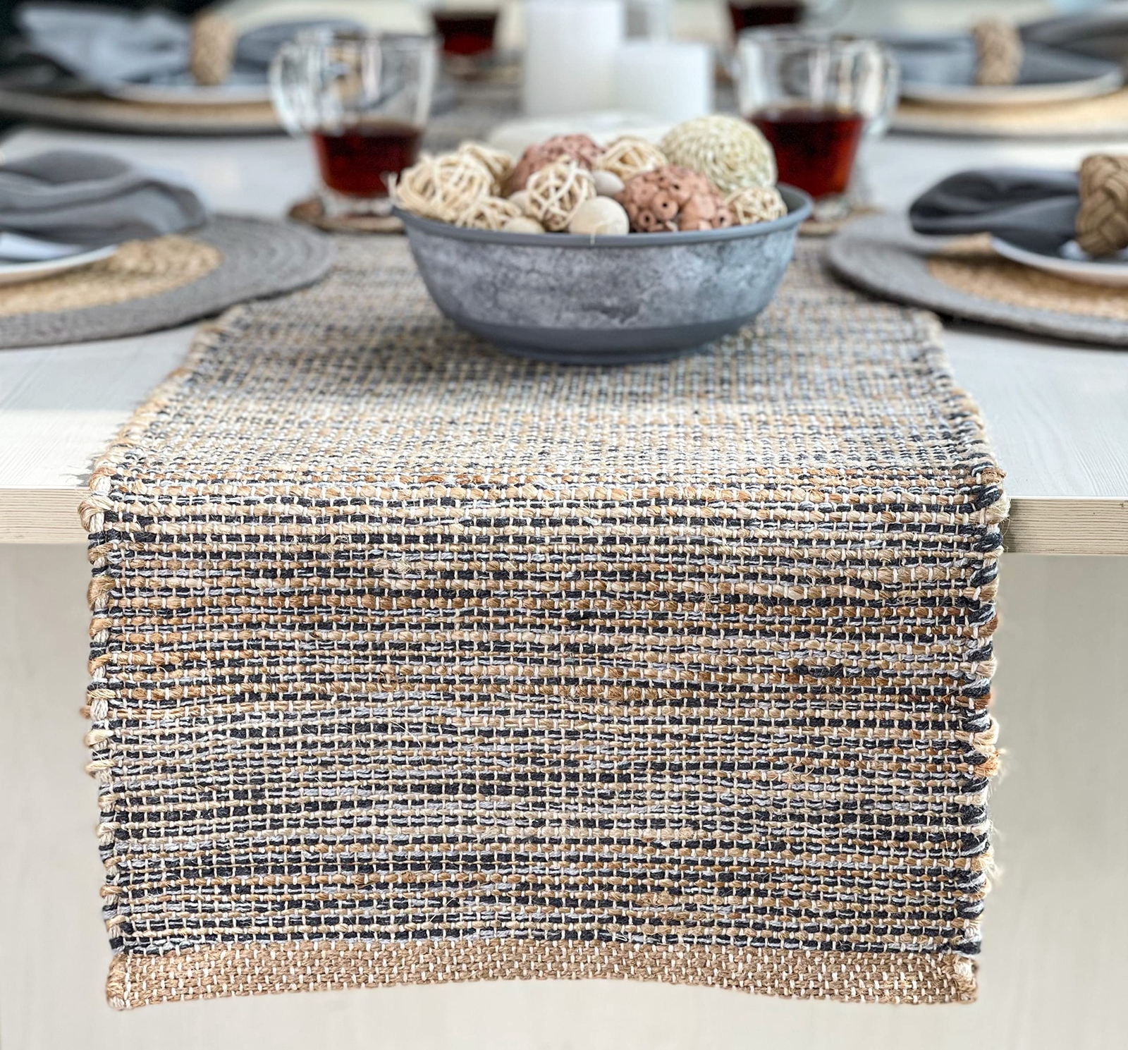 | Natural Jute Table Runner | 13x72 Inch. Rustic Farmhouse Table Runner | Tab...