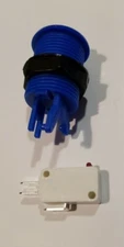 Blue Suzo Happ arcade button w/ e-switch 50g force microswitch .250 connector
