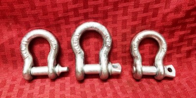 ANCHOR SHACKLE ASSORTED LOT 2) 3/8 WLL 1T, 1) 7/16 WLL 1-1/2T  ** LOT OF 3 **