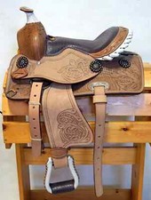 Premium Leather Western Barrel Racing Horse Saddle Tack Set Size 14" to 18"