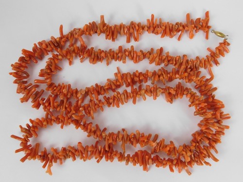 Vintage 40 in. Collar Coral Rama Salmón Rojo - Imagen 6 de 14