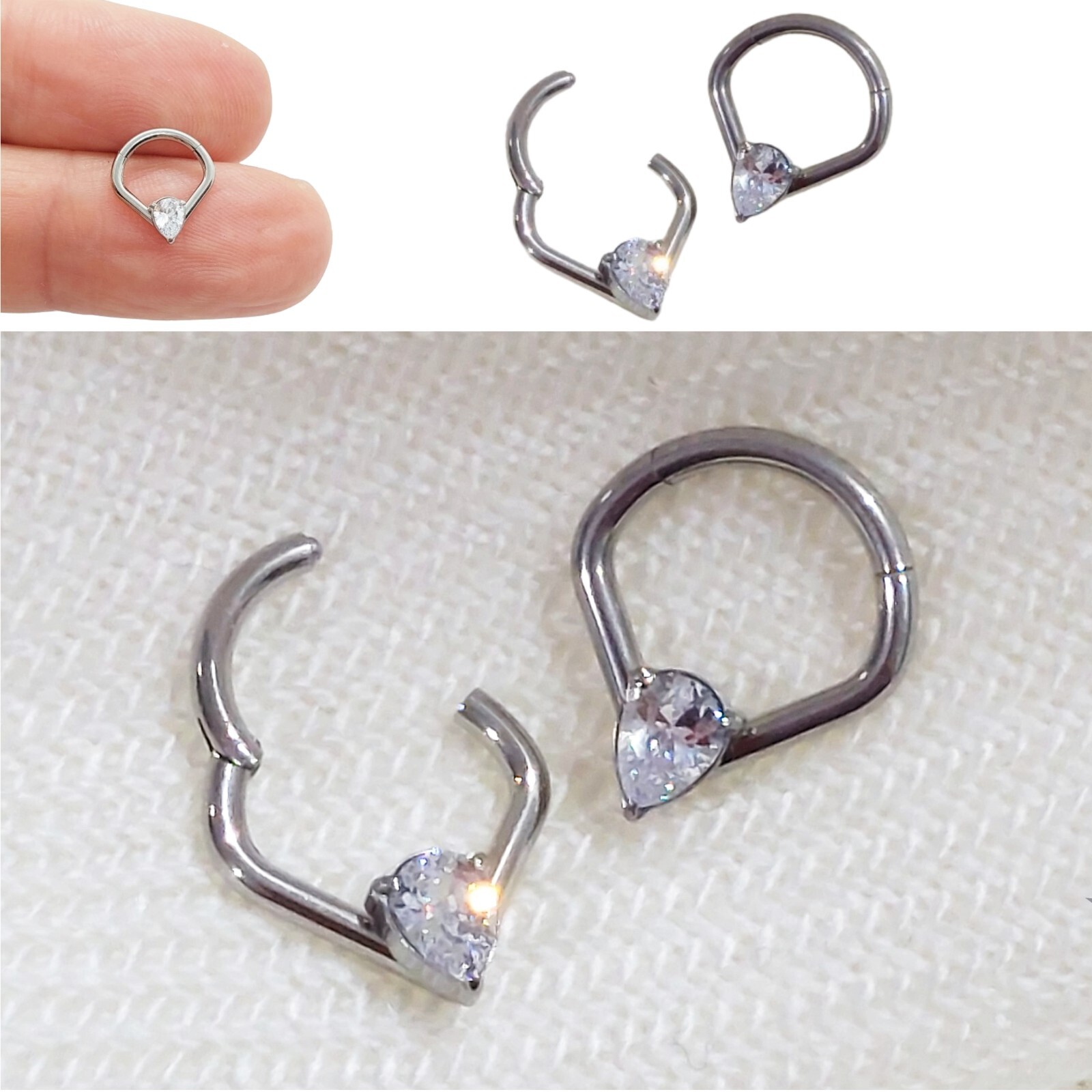 Orecchino piercing cerchio con zircone in acciaio septum daith cartilagine elix