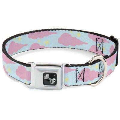 Dog Collar Bone Cloudy/Starry Sky Aqua/Pink/Yellow Large 15-24'' (US IMPORT)