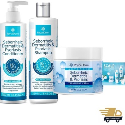 Seborrheic Dermatitis & Psoriasis Cream, Shampoo and Conditioner Set - Scalp ...