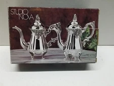 Vintage Studio Nova Silver-Plated Miniature Salt & Pepper Teapot Set-From Mikasa