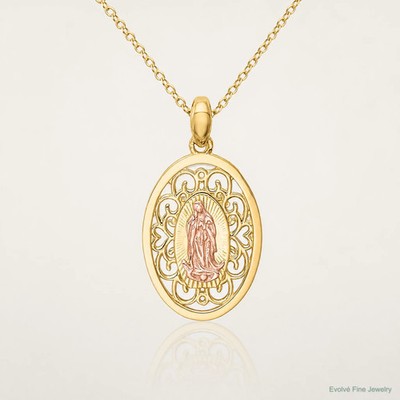 14K Bicolor Unsere Liebe Frau von Guadalupe Anhänger