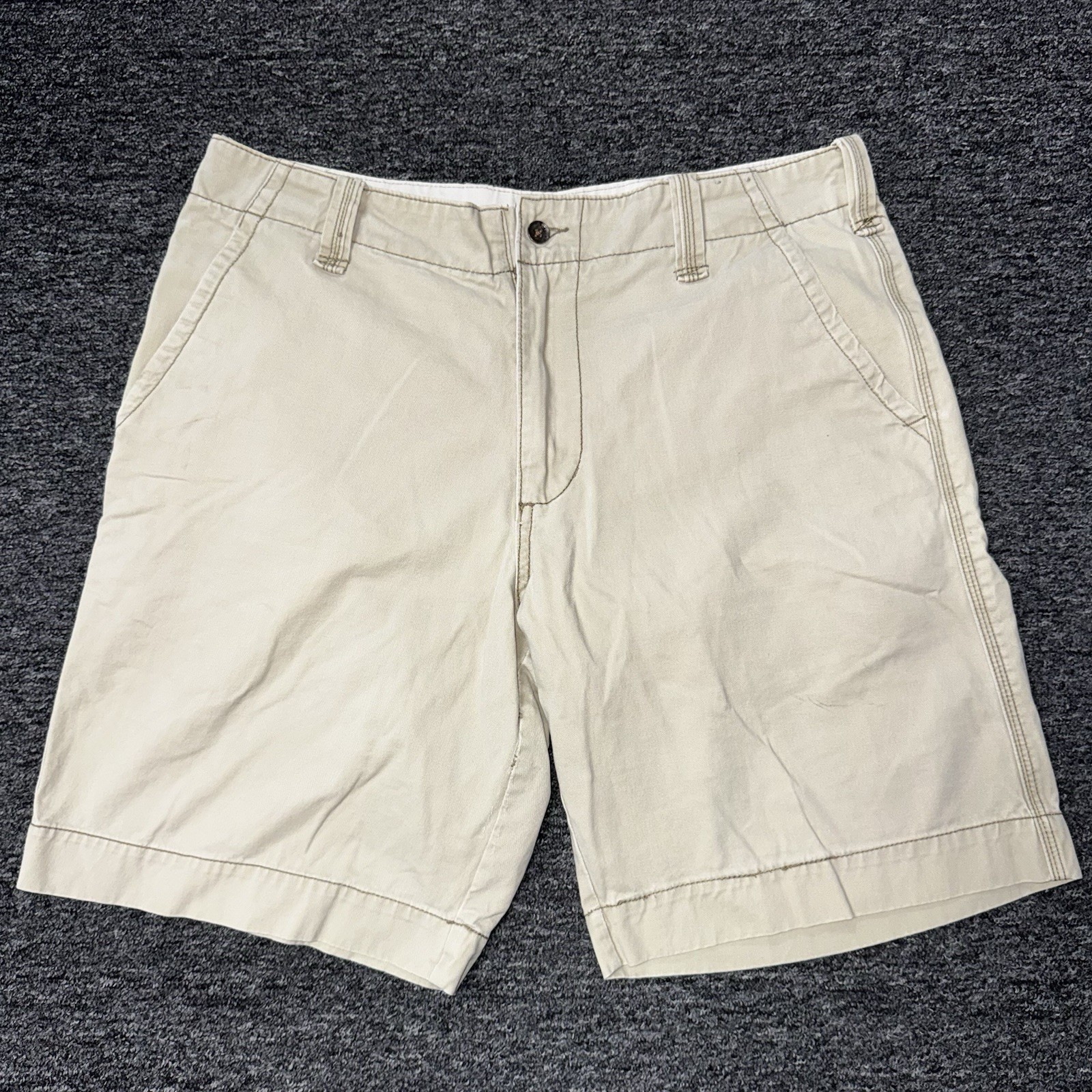 Mens Y2K Plugg Beige Khaki Casual Chino Summer Walking Golf Shorts Sz 34