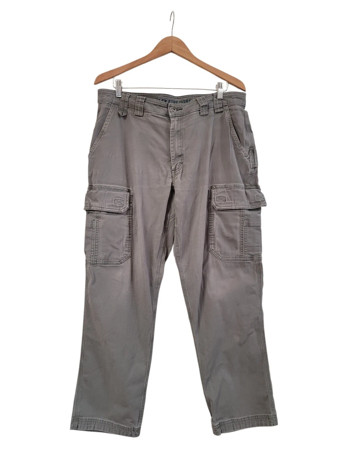 Duluth Trading Co Flex Fire Hose Cargo Pants Mens 36 x 32 Gray Work Canvas