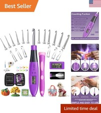 Light Up Crochet Hooks Set with Digital Counter   18 Sizes from 2.0mm to 14.0mm