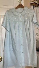 VTG Sears Perma-Prest Womens Blue Nightgown Pink Embroidery Blue Lace Size 40/42
