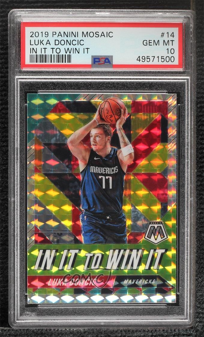 2019-20 Panini Mosaic In It to Win Luka Doncic Dončić #14 PSA 10 GEM MT 4x9