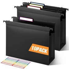 10 Pack Plastic Extra Capacity Hanging File Folder 4 Inch Expanding Hanging F...