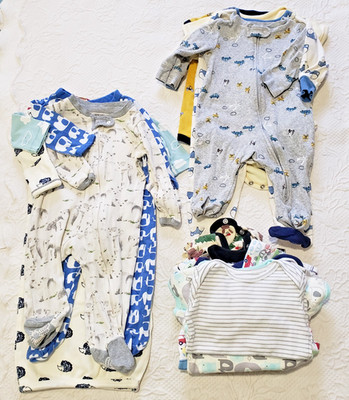 Baby Boy Clothes Lot 0M 18M 15 Pieces Various Sizes Styles and Brands