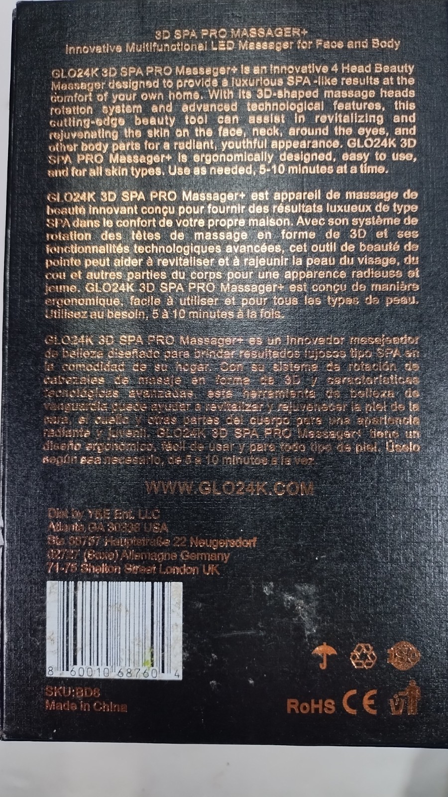 GLO 24K 3D SPA PRO MASSAGER+ Face And Body Multi Level LED, Heat & Speeds *READ