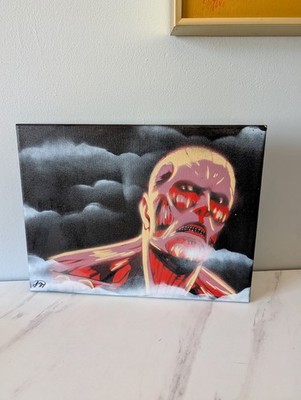 Attack On Titan Fan Art Hand Painted 12x9 Spray Paint Signed