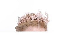 Bridal Crown Baroque Pearl Rhinestone Tiara Butterfly Headband Wedding Hair A...
