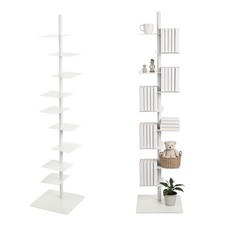 9-Tier Spine Bookshelf Vertical Metal Spine Book Tower Bookcase Book Organize