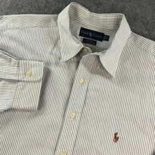 Polo Ralph Lauren Yarmouth Mens 18 34/35 Blue Striped Button Down Shirt