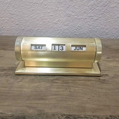 Vintage Park Sherman Brass Perpetual Desk Calendar Roseland NJ Made In USA