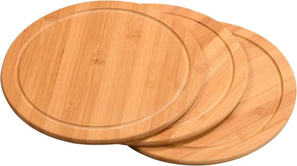 Kesper 3Er Set Fleischteller Mit Saftrille Bambus 25 Cm Durchmesser-image