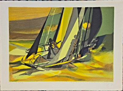 ''Green Sun in the Sails''  Marcel Mouly -  1979 hand-signed lithograph (A/P)
