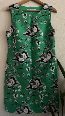 Diane Von Furstenberg Sofia Dress Womens~ Sz 8~ Green Floral Silk Wool Print