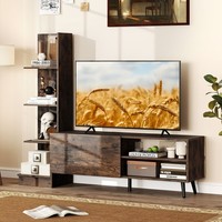 TV Stand for TVs up to 50 Inches Entertainment Center with Bookshelf-Brown