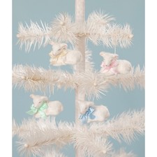 Bethany Lowe Easter Set Of 4 Pastel Fuzzy Lamb Ornaments TL9408 Free Shipping