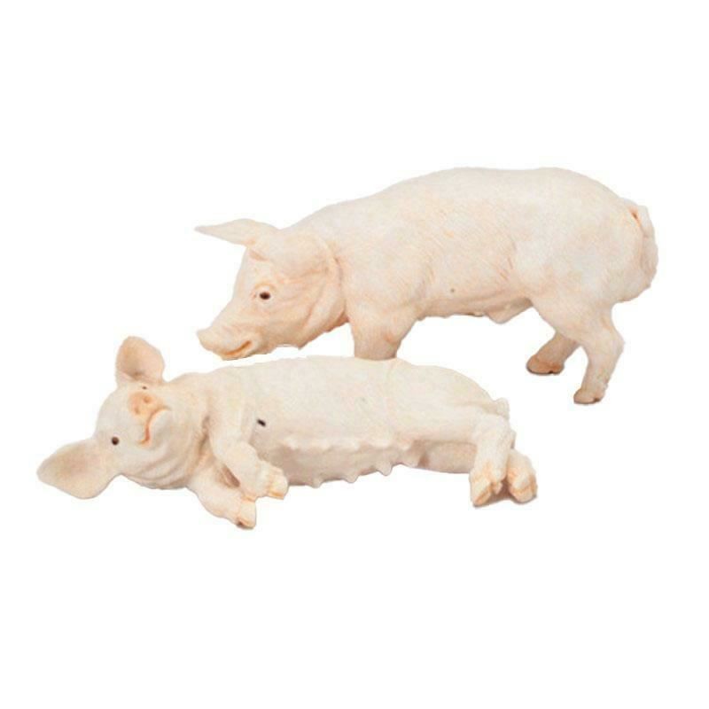 Dolls House 2 Pigs Standing & Lying Down Falcon Miniature Farm Yard Animals