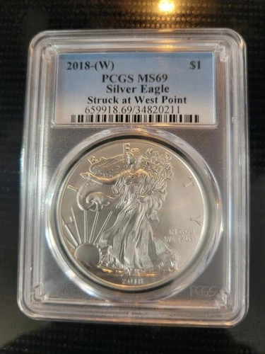 2018-(W) $1 American Silver Eagle PCGS MS69   Struck At West Point
