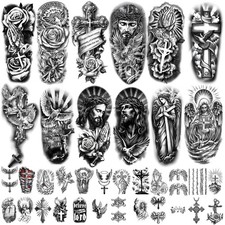 77 Sheets Christian Cross Temporary Tattoo for Women Large, Tattoos