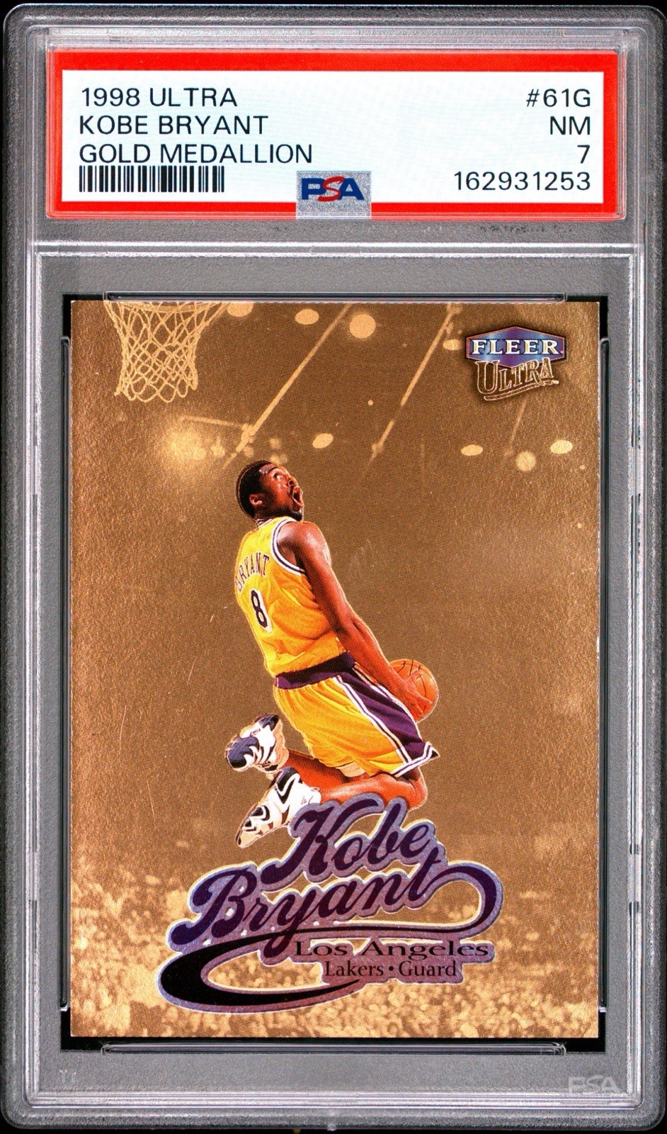 1998-99 Fleer Ultra Kobe Bryant Gold Medallion #61G Lakers PSA 7