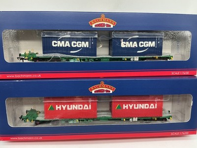 Bachmann 37-321A Intermodal Drehgestellwagen CMA CGM & Hyundai Doppelpack NEU