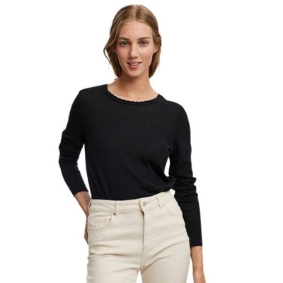 Vero Moda Women's Linnea O-Neck Scallop Pullover schwarz dünn S