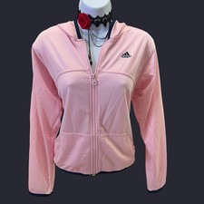 adidas Women's Pink Full Zip Hoodie Logo Knit Long Sleeve Size M