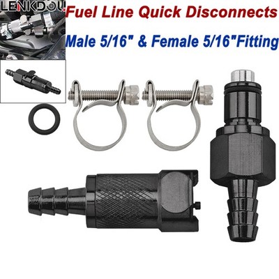 5/16'' Crossover Gas Tank Fuel Line Hose Quick Disconnect Coupling Kit Black CNC