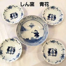 Shin kiln Aoka Ijinsan deep bowl & plate 5 items /Only USA DDP shipping
