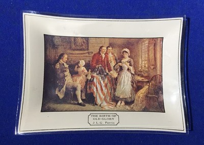 1893-1976 Edon Ohio State Bank Old Glory Flag Patriotic Advertising Glass Dish