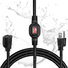 Iron Forge Cable 6 Ft Black Outdoor Extension Cord with IP65 Inline Switch On/Of
