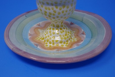 MacKenzie-Childs 1991 Red Clay Pastel Cottage Core Whimsy Egg Cup