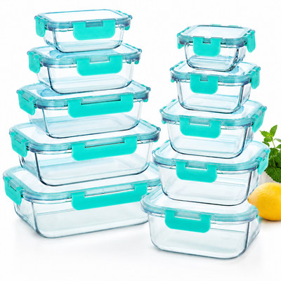 Glas Frischhaltedosen 10er Set Luftdicht Mahlzeit Vorbereitung Boxen mit Deckel